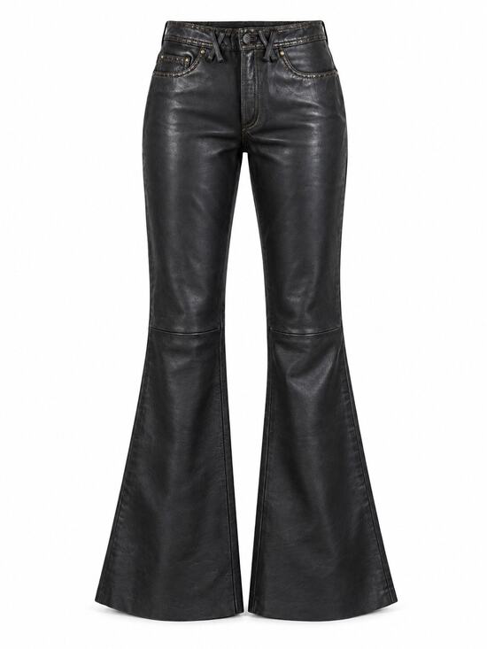 Faust Pants - Faust Paris Vintage Y2K Leather Bootcut Pants Size 38 FR 4 US